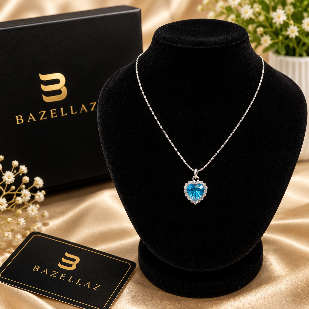Blue Crystal Heart Pendant