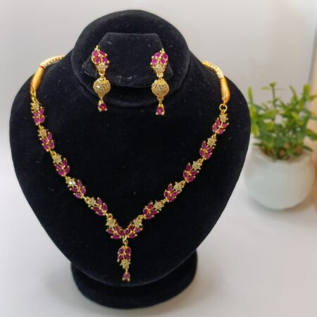 Rose pink & Gold Necklace Set