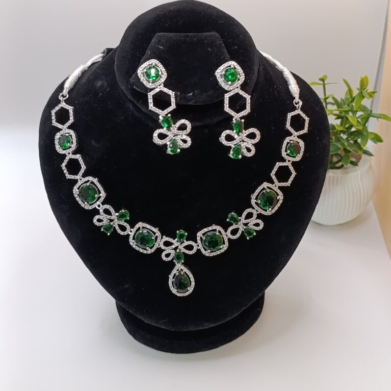 Emerald Green Stone Necklace Set