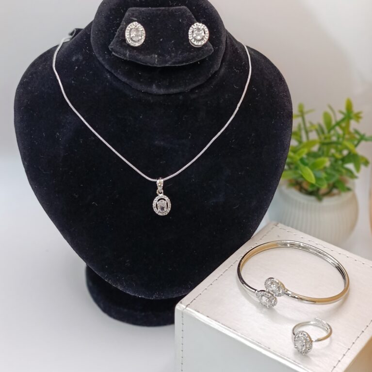 White Stone Silver Pendant