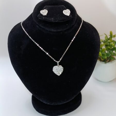 Silver Heart Pendant Set