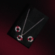 Red Crystal Floral Ring Pendant Set